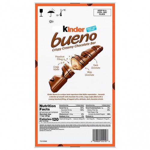 Barra de Chocolate Kinder Bueno ao Leite, Creme de Avelã - Kinder Bueno (860 g)