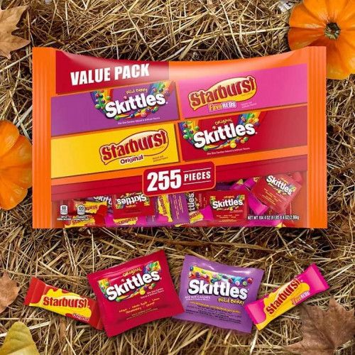 Pacote de Doces Starburst & Skittles Chewy Candy Assorted - Mars (255 un)