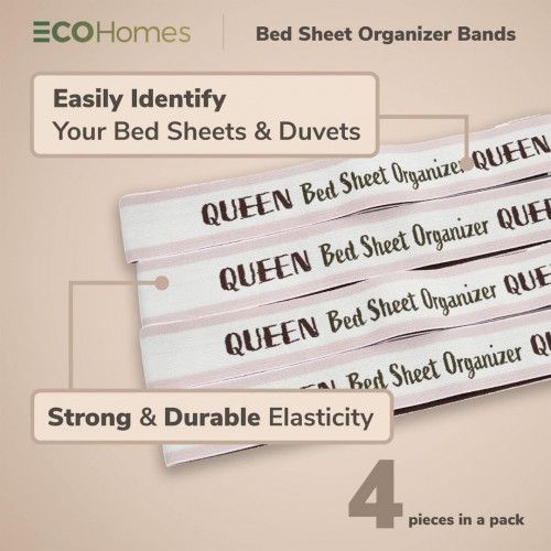ECOHomes Bed Sheet Organizer and Storage Label Bands - Queen, Kit com 4