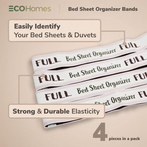 ECOHomes Bed Sheet Organizer and Storage Label Bands - Full, Kit com 4