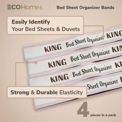 ECOHomes Bed Sheet Organizer and Storage Label Bands - King, Kit com 4