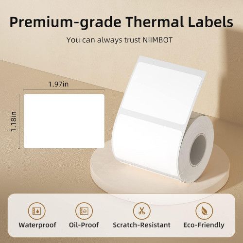 Rolo de Etiquetas para Impressora Portátil 50x30mm- Marca Niimbot- Cor Branca