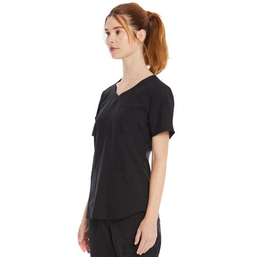 Blusa de Uniforme com Decote V- Marca Scrubstar- Cor Black (Medium)